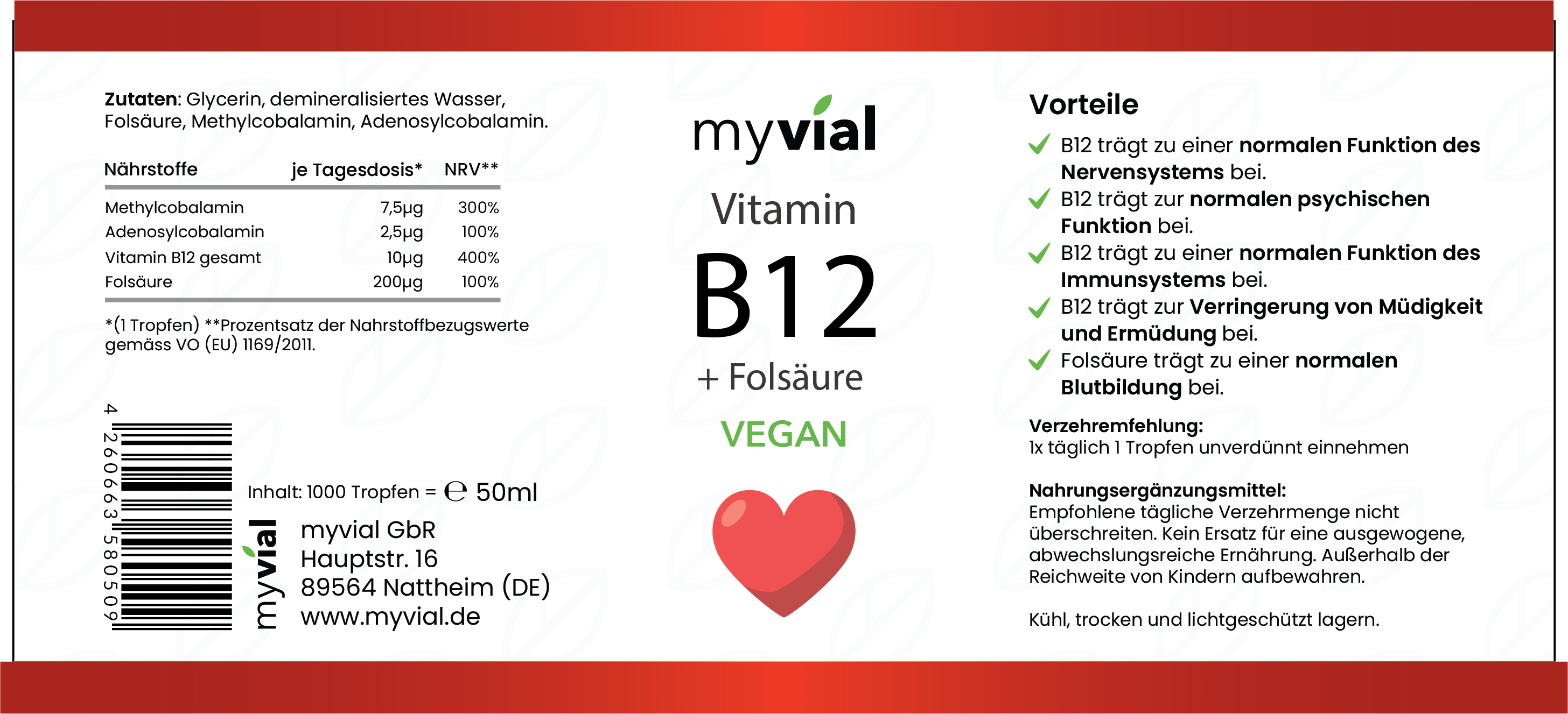 Vitamin B12 Tropfen + Folat 50ml